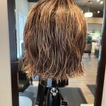 Blonde mannequin bob haircut before Chloe’s styling.