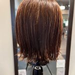 Mannequin with brunette bob before Chloe’s haircut and blowout.