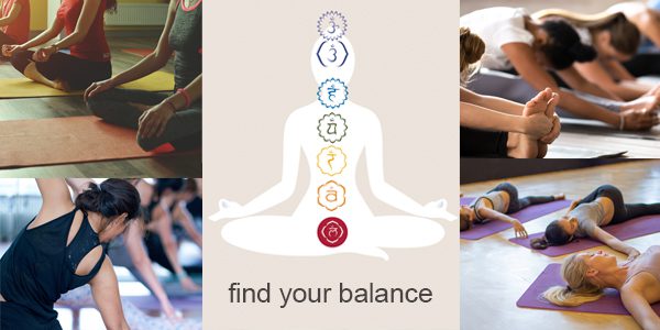 Chakra Placement on Avatar surrounded by pictures of yoga attendees performing various yoga poses